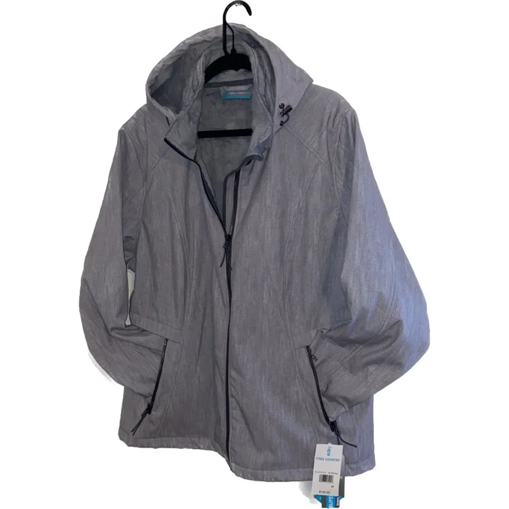 Free Country Grey Womens Zip Jacket With Hood 1XL 2XL 3XL NWT - Picture 6 of 9